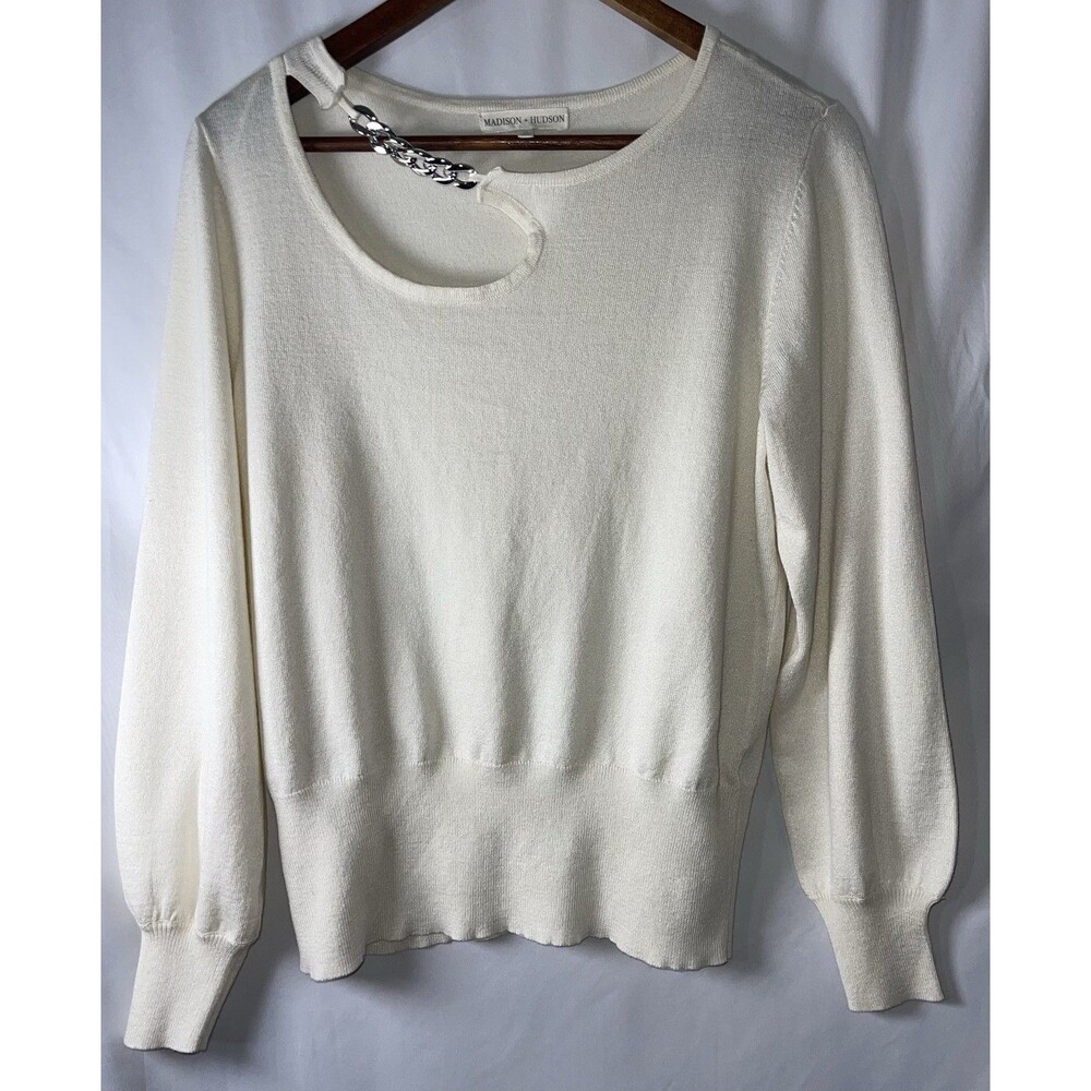 Madison & Hudson Sweater Cream With Silver Chain Accent Women’s Size M